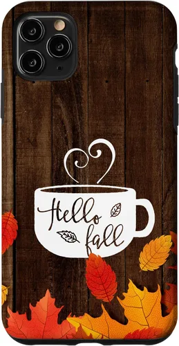Vista 13 de Hello Fall - Taza de café para iPhone 16, diseño de hojas de otoño