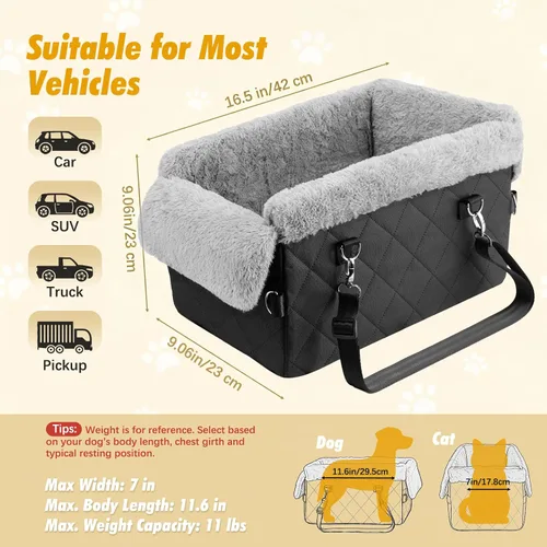 Vista 6 de VavoPaw Asiento de coche para perros pequeños y gatos de menos de 12 libras Negro