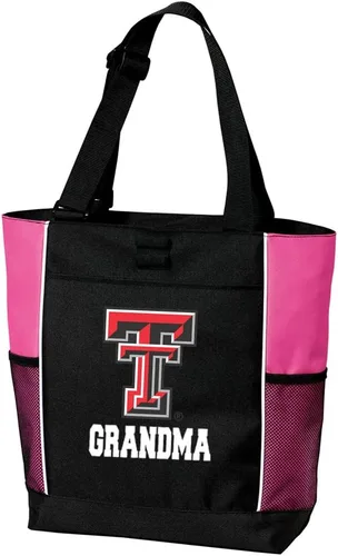 Vista 7 de Broad Bay Official Texas Tech Tote Bag Zippered Carryall Red Raiders Logo, 600D Canvas, Adjustable Handles, Front Pocket, Side Mesh Pockets, Work