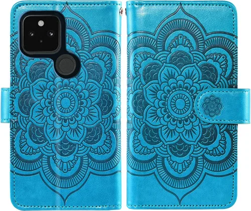 Vista 5 de Asuwish Funda de teléfono para Google Pixel 5 con protector de pantalla de vidrio templado y soporte de tarjeta de crédito de cuero con diseño