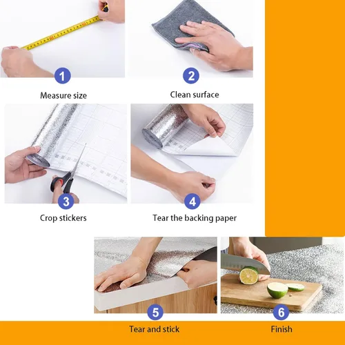 Vista 6 de Snkxu Encimeras de despegar y pegar para la cocina, protector contra salpicaduras detrás de la estufa, a prueba de aceite, autoadhesivo