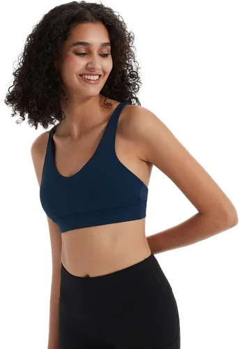 Vista 3 de Attifall Brasier deportivo para mujer, sexy, espalda cruzada, bajo impacto, acolchado, con tirantes delgados, brasier de yoga con copas extraíbles
