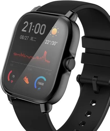 Vista 5 de TenCloud Carcasas compatibles con Amazfit GTS 3 Smartwatch hombres mujeres reloj caso TPU suave cubierta parachoques parachoques cubierta para Negro