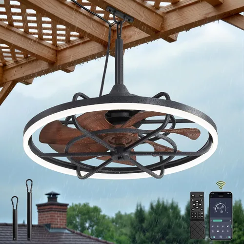 Vista 15 de Fanbulous Ventiladores de Techo para Exteriores con Luz para Patios, Ventilador de Techo Enchufable de 20" Resistente a la Intemperie, Ventilador