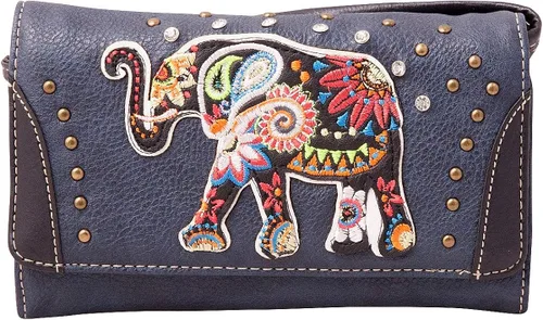 Vista 4 de HW Collection - Juego de bolso y cartera con diseño de elefante, color occidental