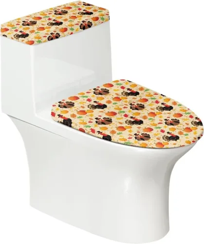 Vista 21 de Juego de 2 Fundas de Asiento de Inodoro con Hojas de Arce de Otoño, Juego de Fundas de Tapa de Tanque de Inodoro con Hojas de Arce Impresas