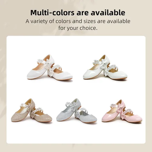 Vista 6 de Parrosoo Zapatos de vestir para niñas, zapatos Mary Jane, zapatos de ballet, zapatos de tacón bajo para niña, escuela, princesa, zapatos de boda
