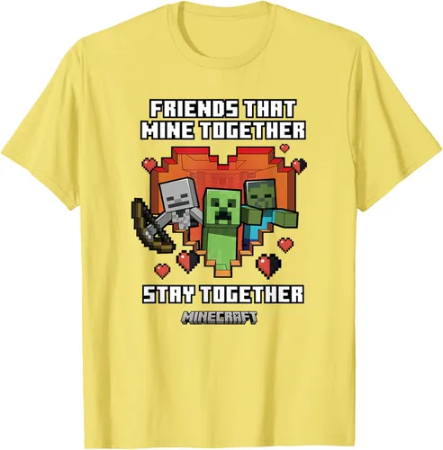 Vista 31 de Minecraft Camiseta de San Valentín Friends That Mine Together Mobs, Negro