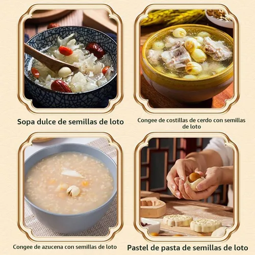 Vista 9 de Semilla de loto blanco seca 10.58oz hueco perfecto para sopa de postre dulce, pasta