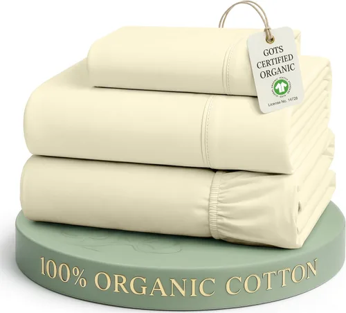 Vista 50 de LANE LINEN - Juego de 2 sábanas de fibras largas 100 % algodón orgánico, percal de fibras largas, ultrasuave y transpirable, para colchones de hasta