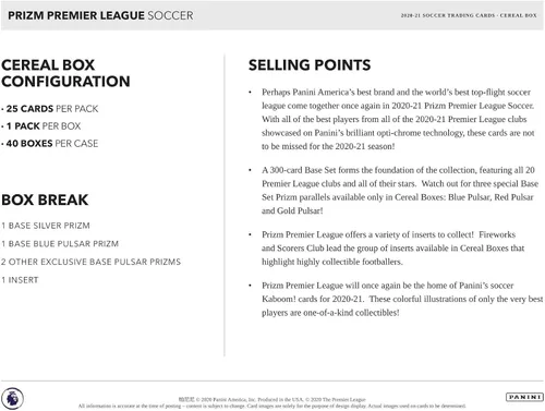 Vista 5 de Caja de Cereal Panini Prizm Premier League Fútbol 2020/21