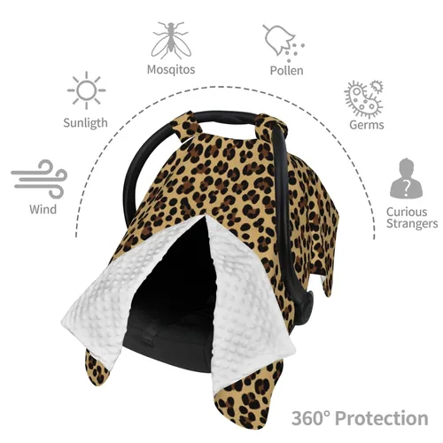 Vista 5 de KiuLoam Toldo de asiento de coche con estampado de guepardo de leopardo animal, funda de lactancia materna, elástica, suave, transpirable