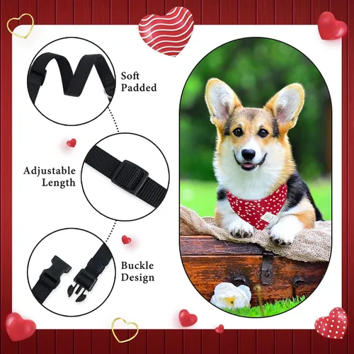 Vista 5 de E-Clover Collares de perro para hembras - Collar de perro con corazón y coletero a juego, collares ajustables para perros XS y pequeños, dueño, San