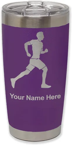 Vista 34 de LaserGram Personalized 20oz Tumbler, Running Man (Black)