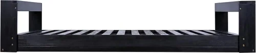 Vista 5 de Twin Size Porch Swing Bed Seating Group, Patio Acacia Wood Swing Frame with Hemp Ropes for Garden, Backyard, Yard, Lawn, Tree (Black-QN01)