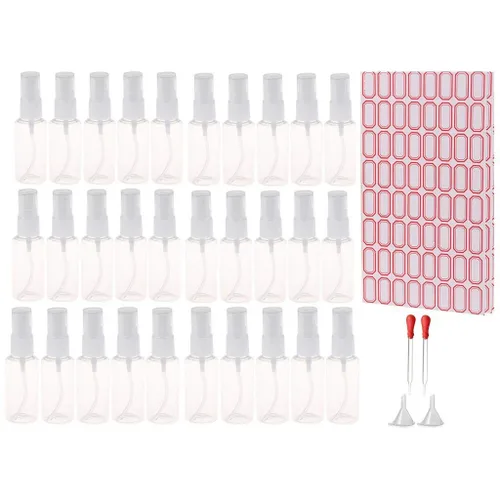 Vista 8 de 150 piezas Mini atomizador de botella de plástico de 0.07 onzas líquidas, botella de perfume recargable, botella de muestra vacía con 2 mini embudos
