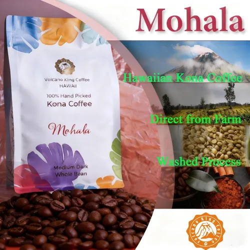 Vista 3 de Hawaiian Kona - Granos de café 100% Kona de grado seleccionado, tostado medio oscuro, grano entero, directo de la granja, ideal para expreso, goteo