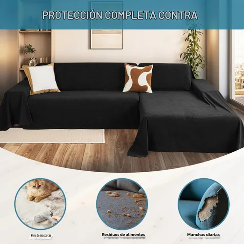 Vista 4 de MYSKY HOME Funda de Sofá Seccional para Perros, 2 Piezas Fundas de Sofá para Sofá en Forma de L, Funda de Sofá Lavable, Protector de Muebles Funda