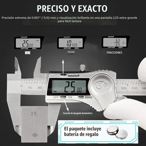 Vista 5 de Herramienta de medición del micrómetro del calibrador de Digitaces, 6 pulgadas/492.1 ft m