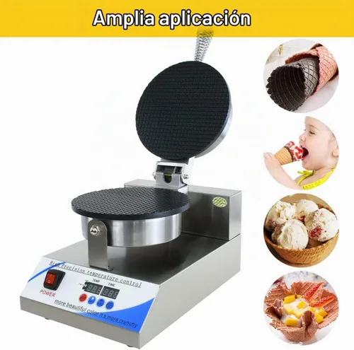 Vista 4 de Máquina eléctrica de cono de helado, máquina comercial de cono de gofres de 110 V para el hogar, con control de temperatura y tiempo LED
