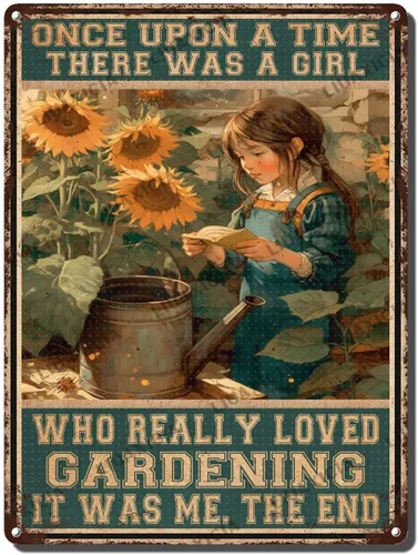 Vista 12 de LIUAXICIA Letreros de estaño vintage de metal retro Una chica que realmente amaba la jardinería Elegantes letreros de metal de estaño para cocina