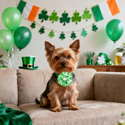 Vista 5 de 10 piezas de collar de perros pequeños con flores para el día de San Patricio, corbatines con cuentas para perros pequeños, gatos, gatitos, conejos