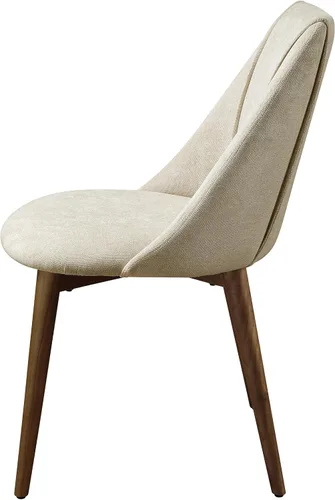 Vista 4 de Acme Willene - Silla auxiliar de tela contemporánea en beige/nogal (juego de 2)
