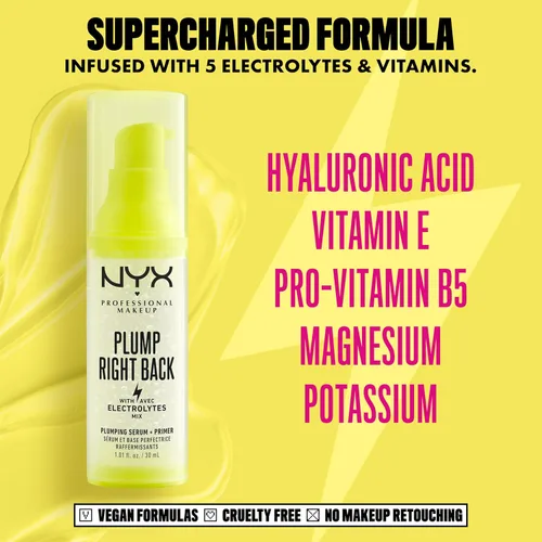 Vista 4 de NYX PROFESSIONAL MAKEUP Sérum y prebase voluminizador Plump Right Back, con ácido hialurónico