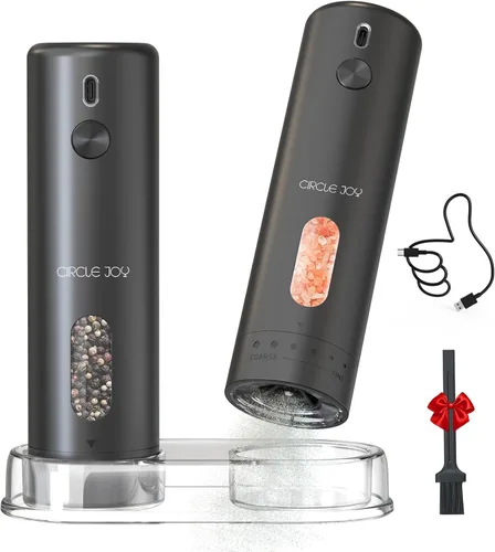 Vista 14 de CIRCLE JOY Juego de molinillo eléctrico recargable de sal y pimienta con recarga superior Molinillo de pimienta automático con base de carga, grosor
