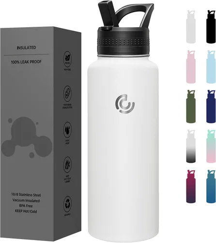 Vista 18 de COKTIK Botella de agua deportiva de 22 onzas, botella de agua de acero inoxidable para aislamiento térmico, botella de viaje reutilizable