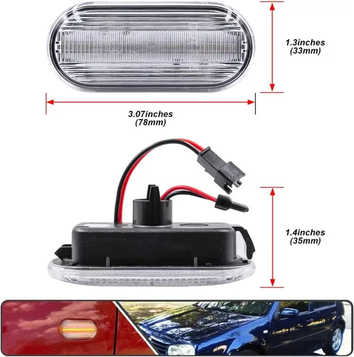 Vista 5 de 2 unids Full Amber Dynamic Sequential Blink LED Side Marker Light para Volkswagen Golf MK4 Jetta New Beetle Front Fender Luces de señal de giro
