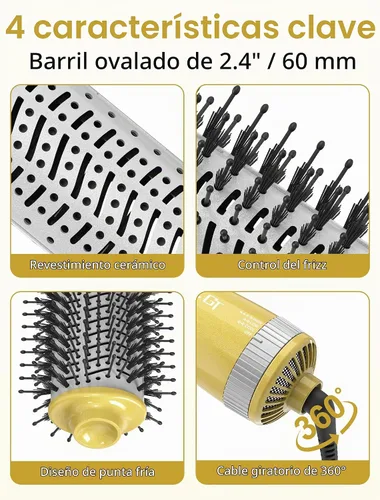 Vista 4 de Cepillo secador de doble voltaje, cepillo secador de pelo de 2.4 pulgadas