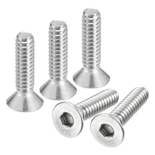 Vista 18 de uxcell tornillos de cabeza avellanada plana #8-32x1/2, 25 piezas de tornillos de cabeza plana con llave hexagonal de acero inoxidable 304, rosca