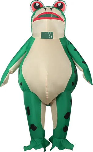 Vista 5 de XUANNIAO Disfraz inflable de animal para Halloween, cosplay, vestido de fiesta de cosplay, disfraz de lujo (rana verde para adultos