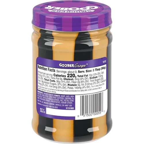 Vista 3 de Smucker's Goober Mantequilla de maní y rayas de jalea de uva, 18 onzas