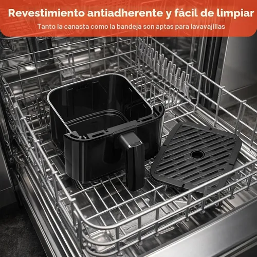 Vista 6 de NEWBULIG Freidora de aire, freidora digital compacta de 3 cuartos de galón con placa antiadherente y cesta apta para lavavajillas, comidas rápidas
