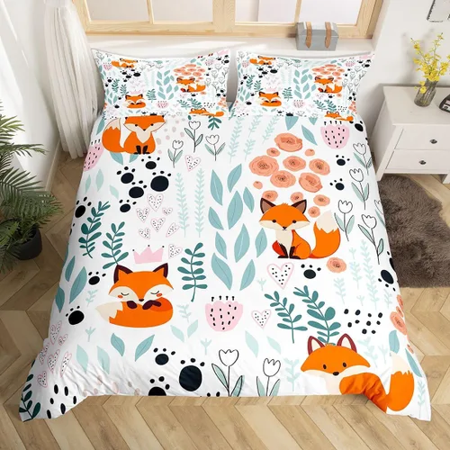 Vista 17 de Erosebridal Juego de ropa de cama individual de animales de la selva para niñas y niños, funda de edredón de elefante oso, tigre, león, safari