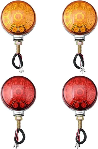 Vista 11 de Astra Depot 2 piezas de luz de cara doble de 3" redondas, 24 LED, color rojo, ámbar y blanco, para remolque de camión semi, tractor, vehículo largo