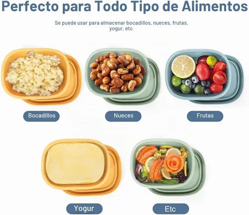 Vista 4 de 4 recipientes de silicona de 7 onzas para niños, pequeños recipientes de alimentos con tapas, contenedor de frutas para el almuerzo, contenedor