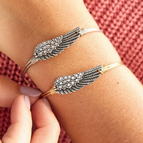 Vista 5 de Luca Danni Pulsera de ala de ángel en cristal para mujer fabricada en Estados Unidos Cristal
