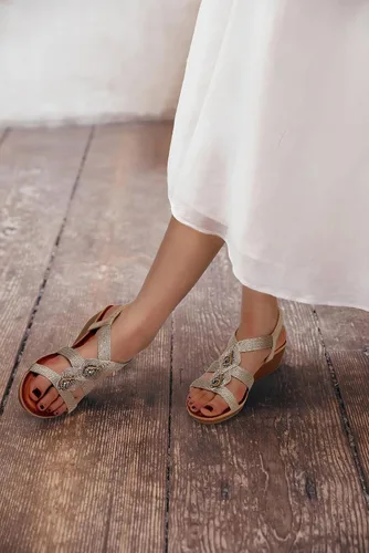 Vista 3 de TEMOFON Sandalias de cuña baja para mujer sandalia de cuña para mujer de verano elegante