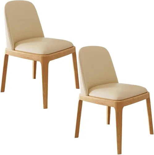 Vista 13 de Juego de 2/4 sillas de comedor, sillas de comedor de madera, silla tapizada para sala de estar, silla de vestíbulo sin brazos con respaldo curvo