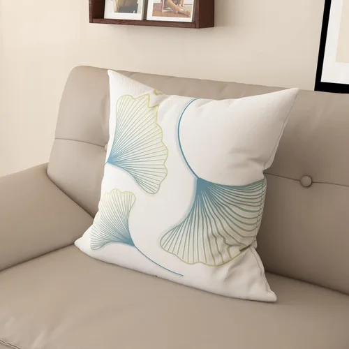 Vista 14 de Funda de almohada de mezcla de algodón y lino de estilo nórdico con patrón de hojas de ginkgo, funda de cojín para sofá del hogar, funda de almohada