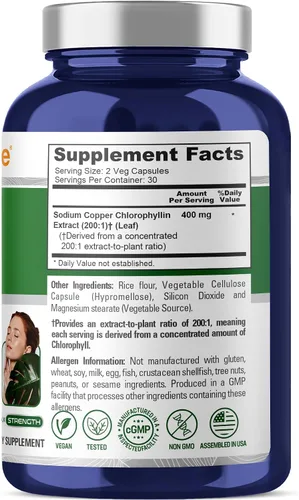 Vista 2 de Concentrado de clorofila, sin OMG, 400 mg, 60 cápsulas vegetales - 30 porciones