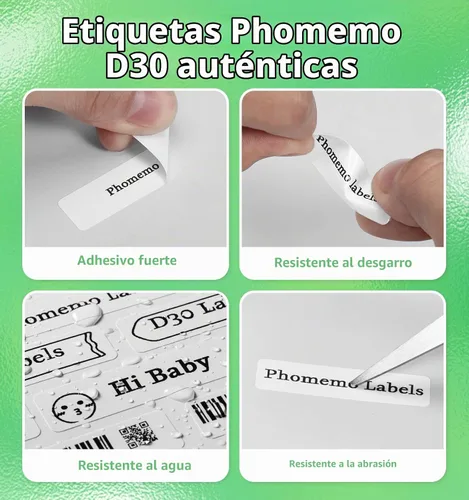 Vista 7 de Etiquetas D30, 3 rollos de etiquetas Phomemo (0.47 x 1.57 pulgadas), calcomanías térmicas autoadhesivas para D30, para nombre, suministros Blanco