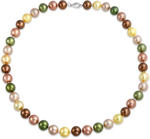 Vista 2 de Collar de perlas simuladas de 0.394in para mujer, color negro, blanco, marrón, gris, azul, multicolor, de 18, 20 pulgadas, Perla, no aplica