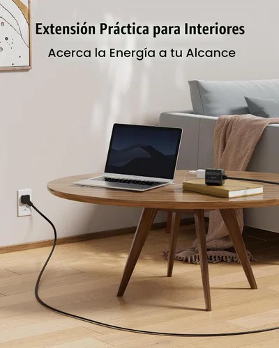 Vista 4 de SUPERDANNY - Cable de extensión de 1.5 pies, mini regleta de alimentación en ángulo ultra derecho, enchufe plano para espacios reducidos, extensión