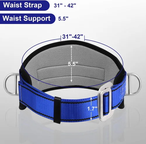 Vista 5 de Trsmima - Cinturón de seguridad para escalar, cinturón de escalada con almohadilla para la cintura y 2 anillos D, kit de cinturón de seguridad