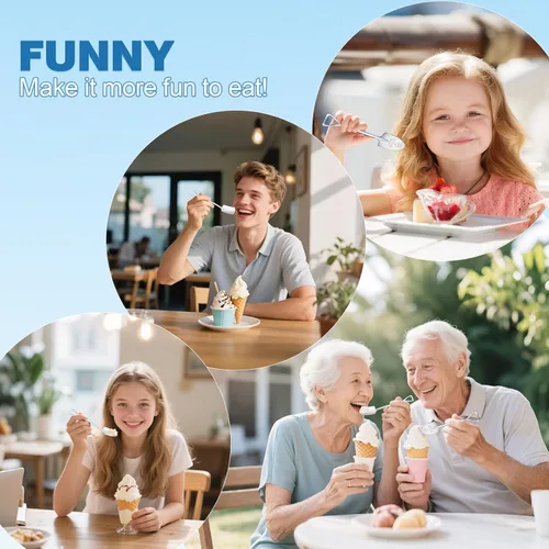 Vista 5 de Juego de 2 palas para helado - Regalo divertido y amoroso (regalo de cumpleaños/vacaciones para familiares y amigos), cucharas de postre de acero