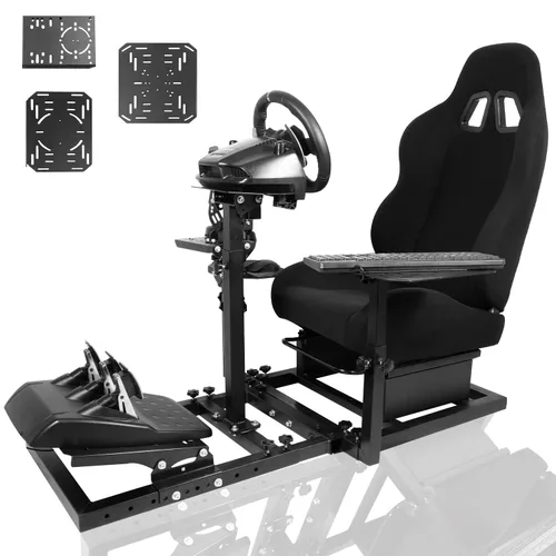 Vista 7 de Anman Comprehensively Racing Simulator Cockpit With Black Seat Fits for LogitechThrustmaster G923,G29,G27,G920,T150,T300,T300RS3-Piece Shift Lever